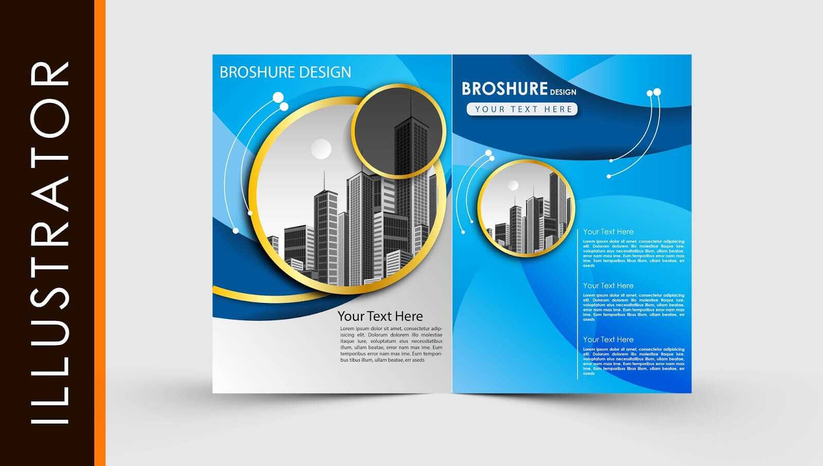 Free Download Adobe Illustrator Template Brochure Two Fold Pertaining To Illustrator Brochure Templates Free Download