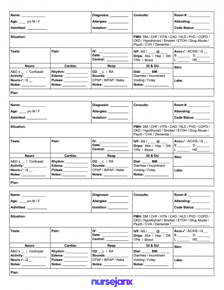 Sbar Template For Nursing Students