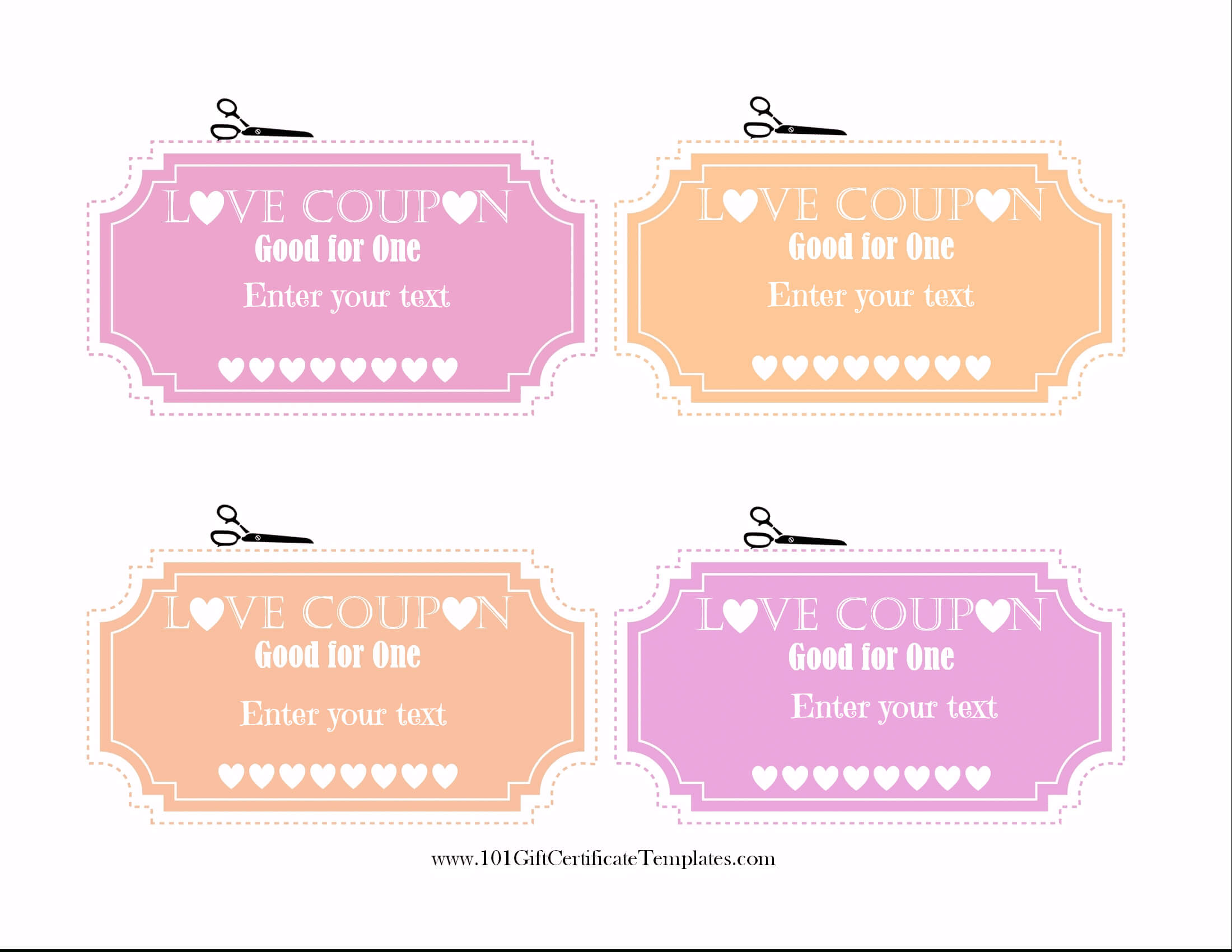 Free Editable Love Coupons For Him Or Her Intended For Dinner Certificate Template Free