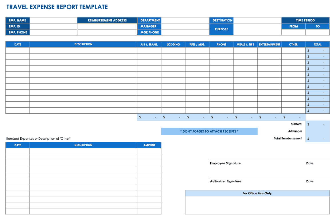 Free Expense Report Templates Smartsheet Inside Company Expense Report Template