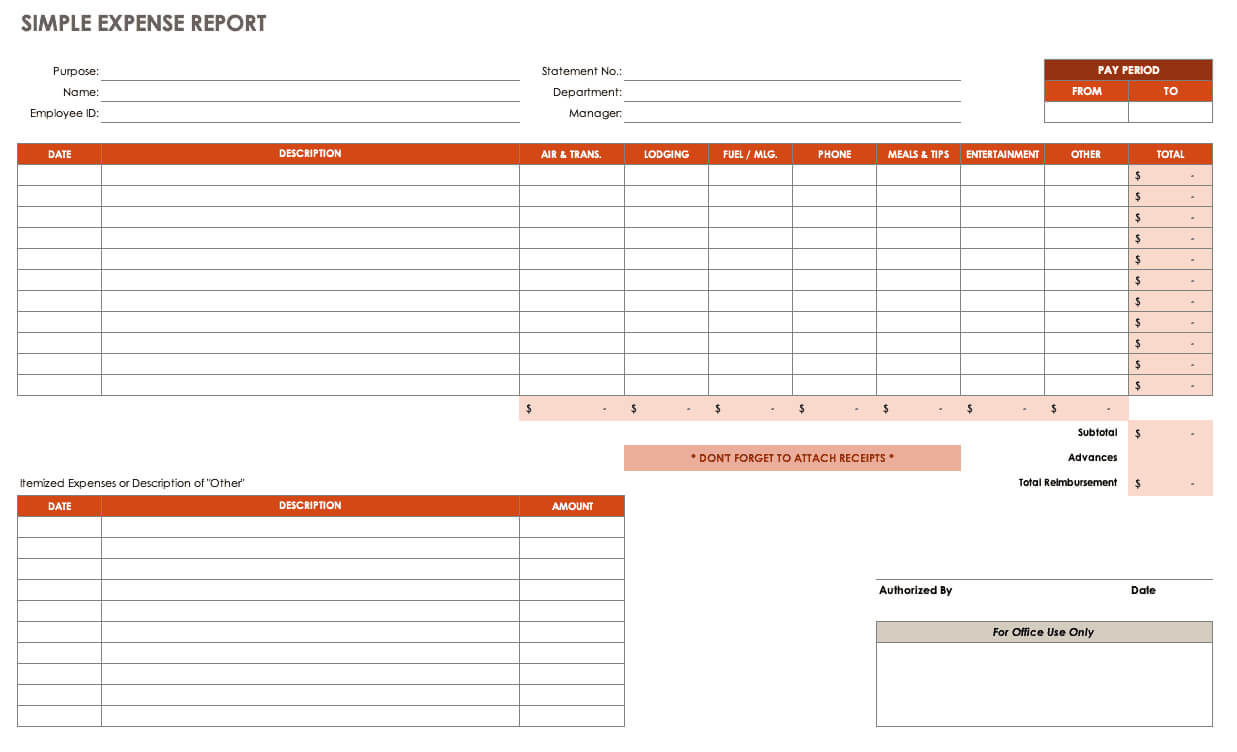 Free Expense Report Templates Smartsheet Intended For Daily Expense Report Template