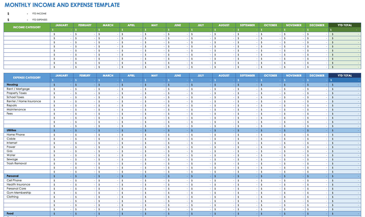 Free Expense Report Templates Smartsheet Within Monthly Expense Report Template Excel