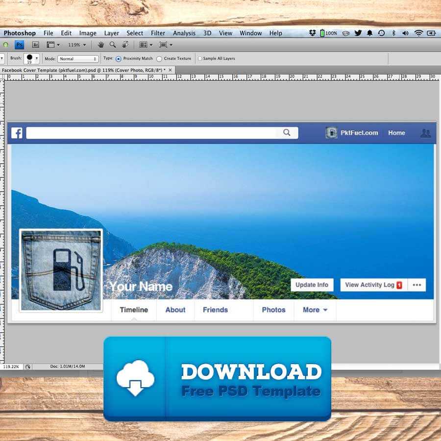Free Facebook Cover Template Download & Tutorial – Pktfuel With Regard To Photoshop Facebook Banner Template