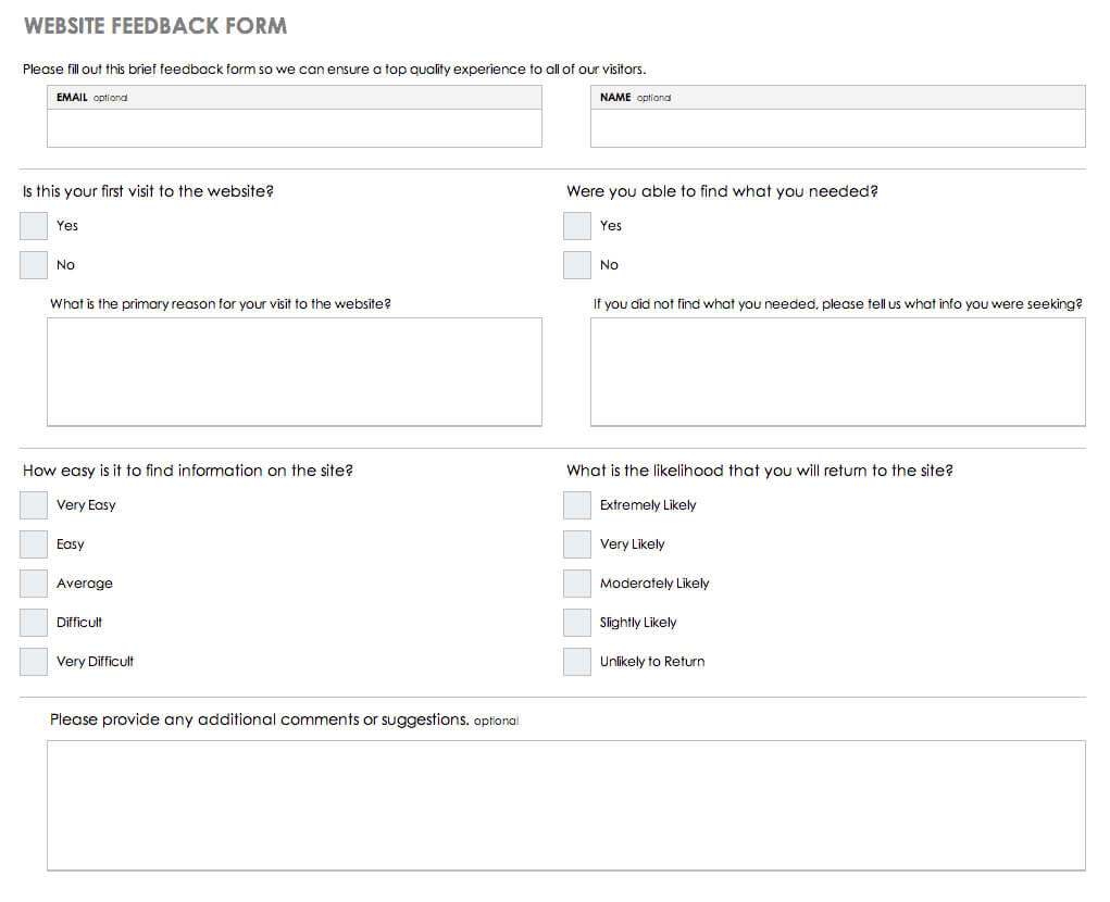 Free Feedback Form Templates | Smartsheet In Student Feedback Form Template Word