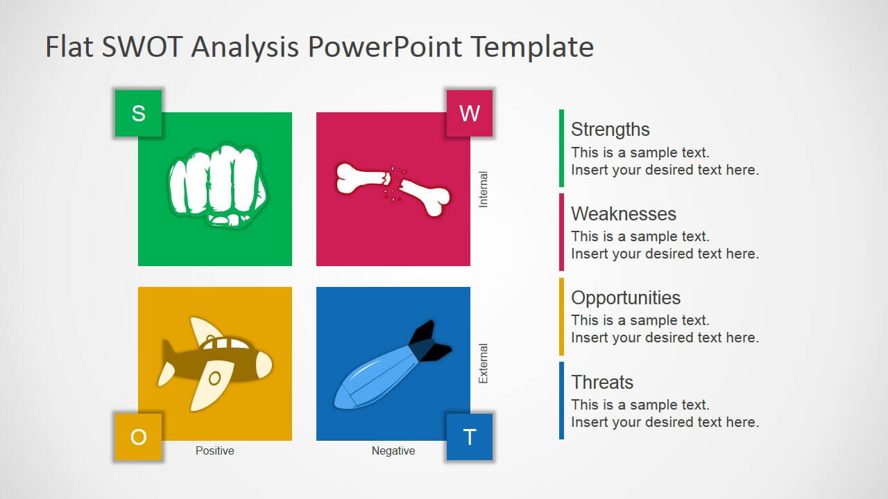 Free Flat Swot Analysis Presentation Template Intended For Swot Template For Word