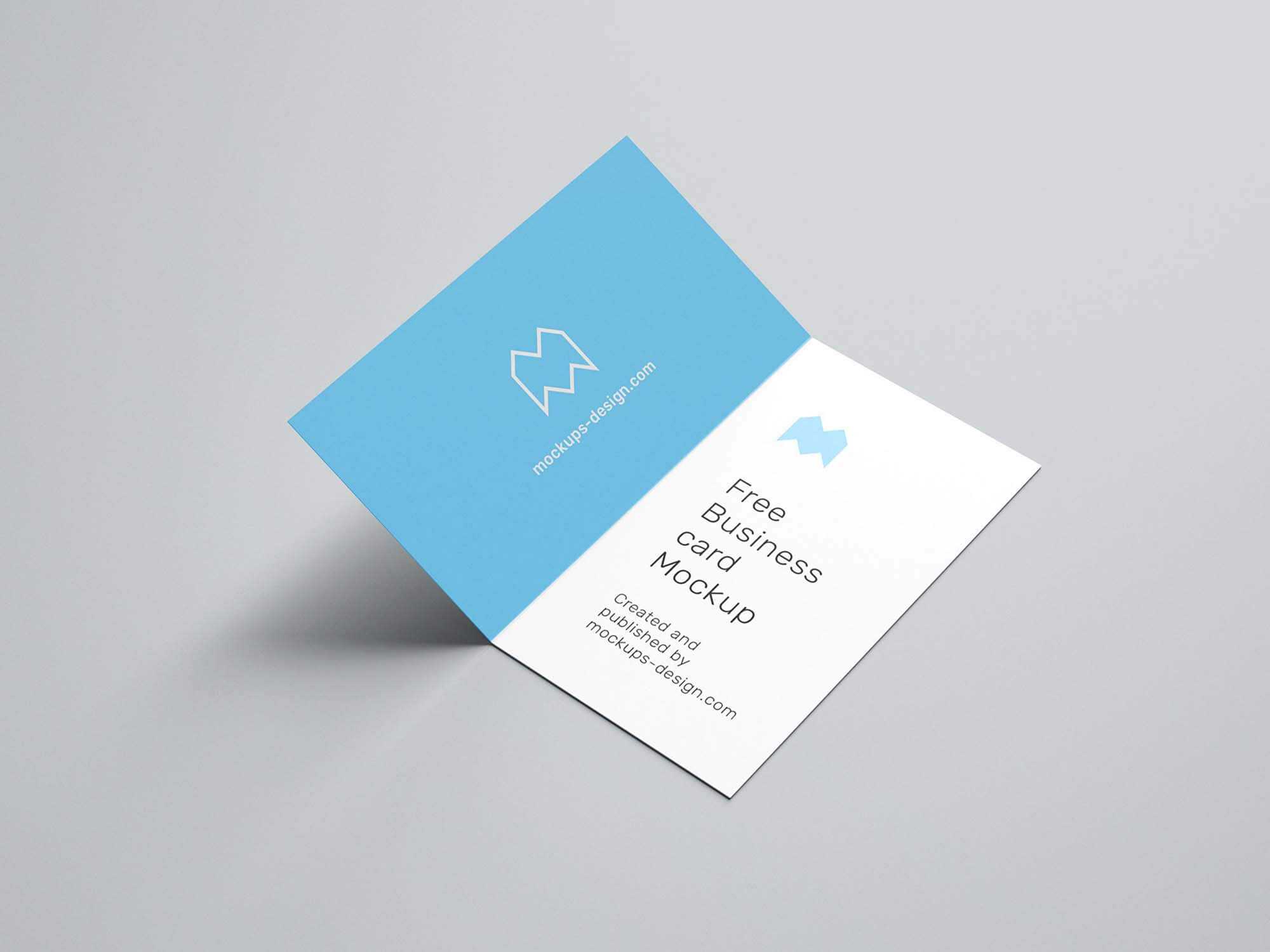 Free Folded Business Card Mockup (Psd) Regarding Fold Over Business Card Template