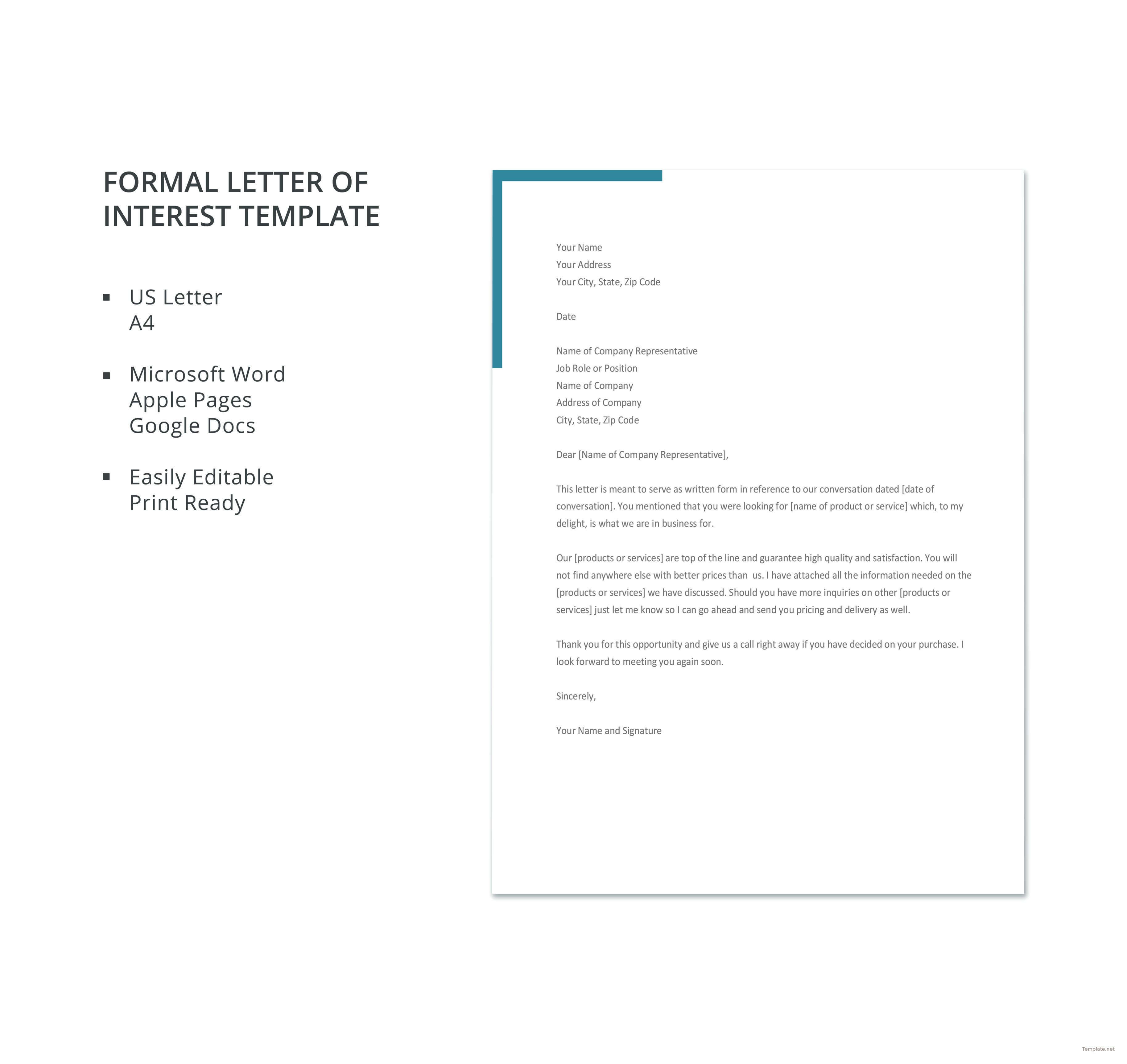 Free Formal Letter Of Interest | Letter Of Interest Template Intended For Letter Of Interest Template Microsoft Word