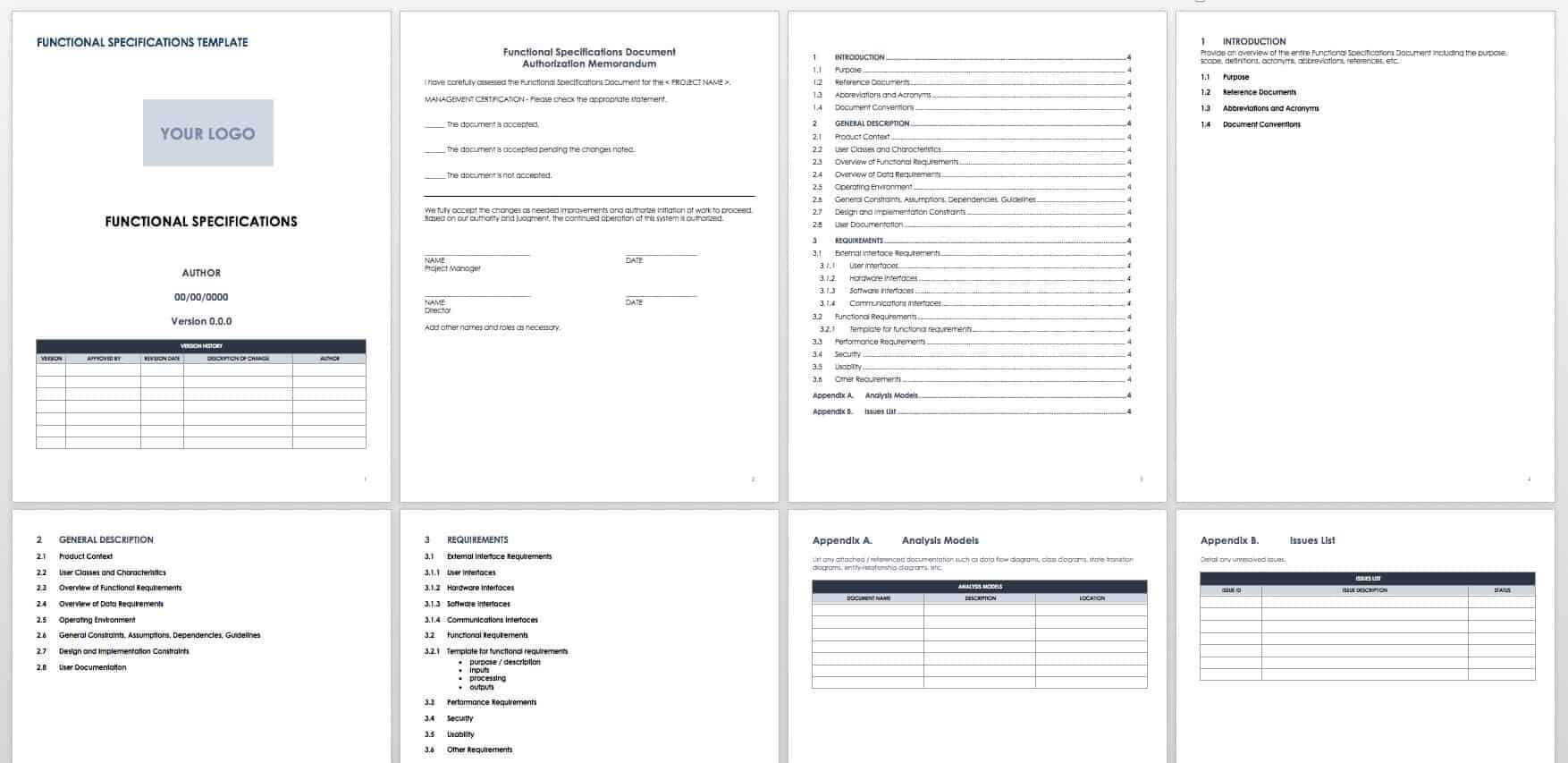 Free Functional Specification Templates | Smartsheet Intended For Report Specification Template