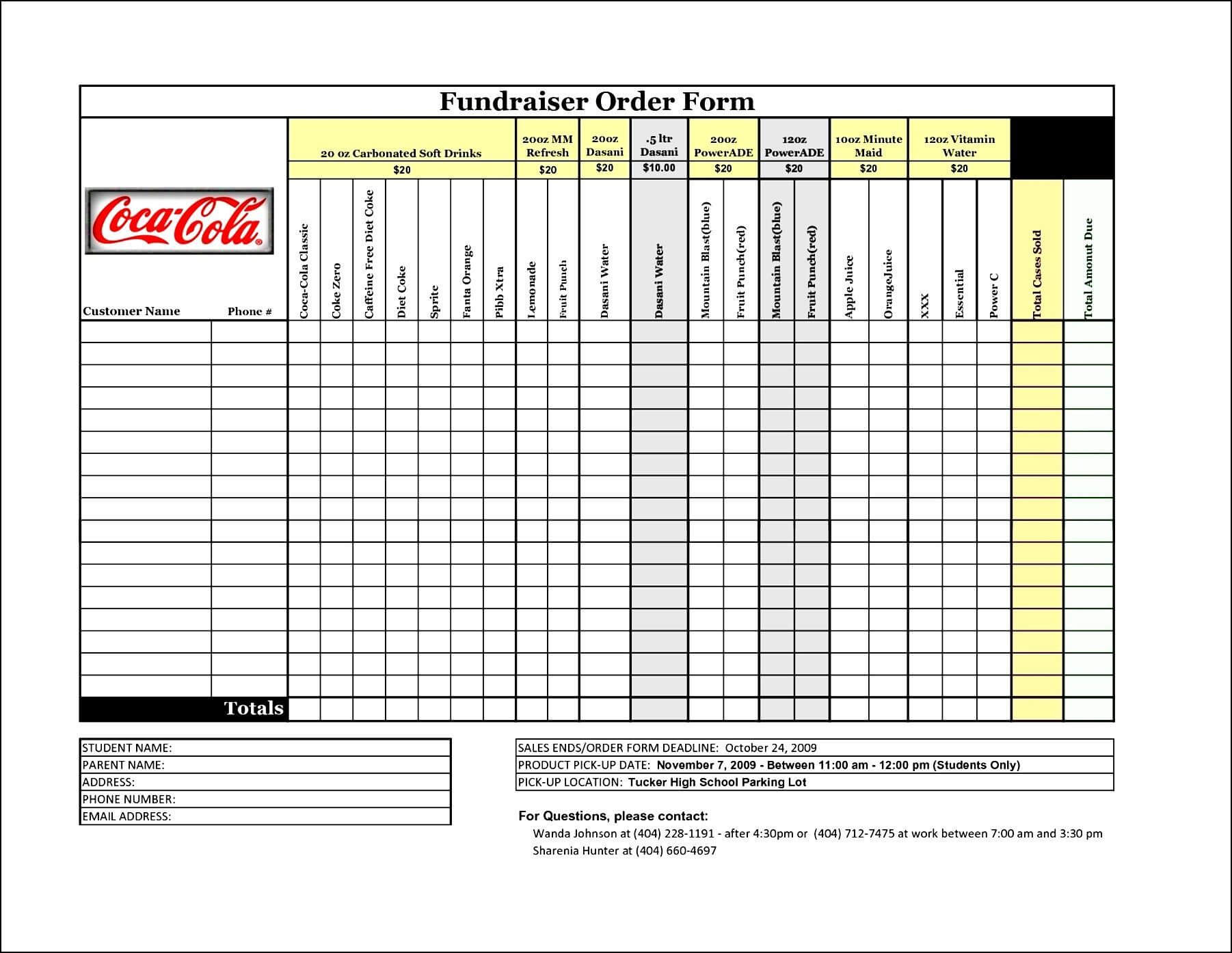 Free Fundraiser Order Form Template | Besttemplates123 With Regard To Blank Fundraiser Order Form Template