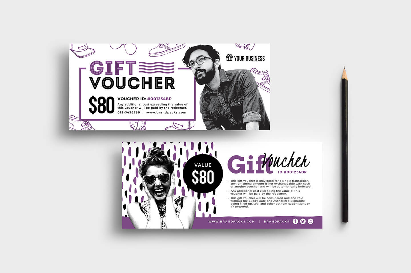 Free Gift Voucher Templates (Psd & Ai) – Brandpacks With Gift Card Template Illustrator