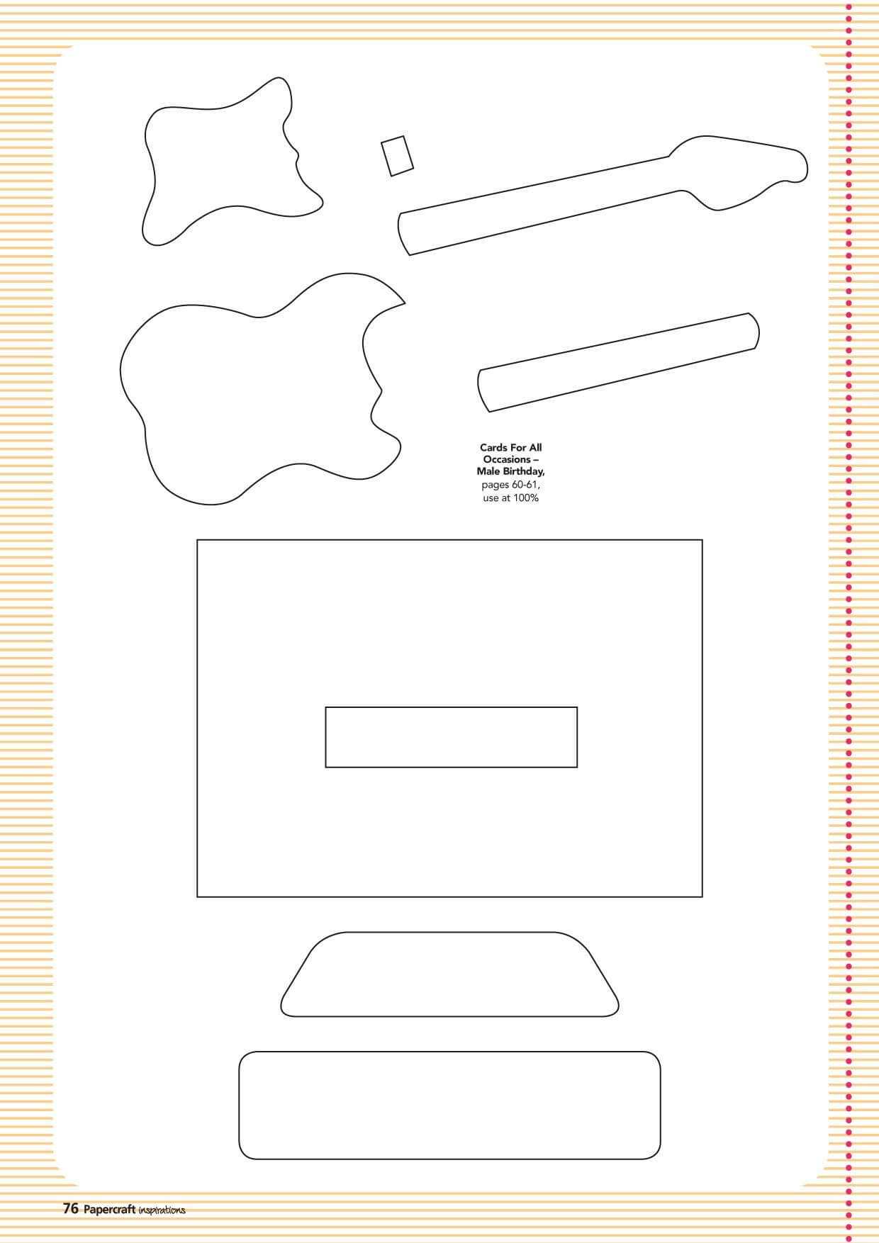 Free Guitar Template Paper From Www For Free Printable Pop Up Card Templates