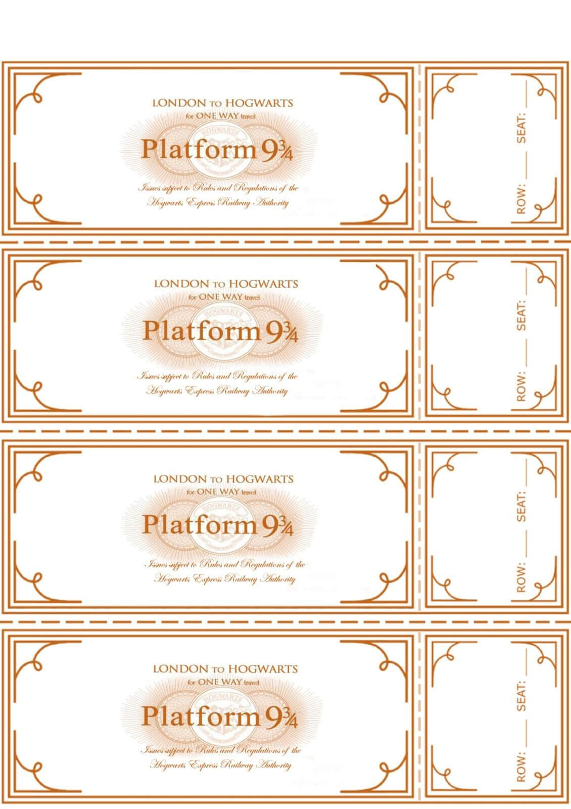 Free Harry Potter Hogwarts Express Ticket Template Plus Intended For Blank Train Ticket Template