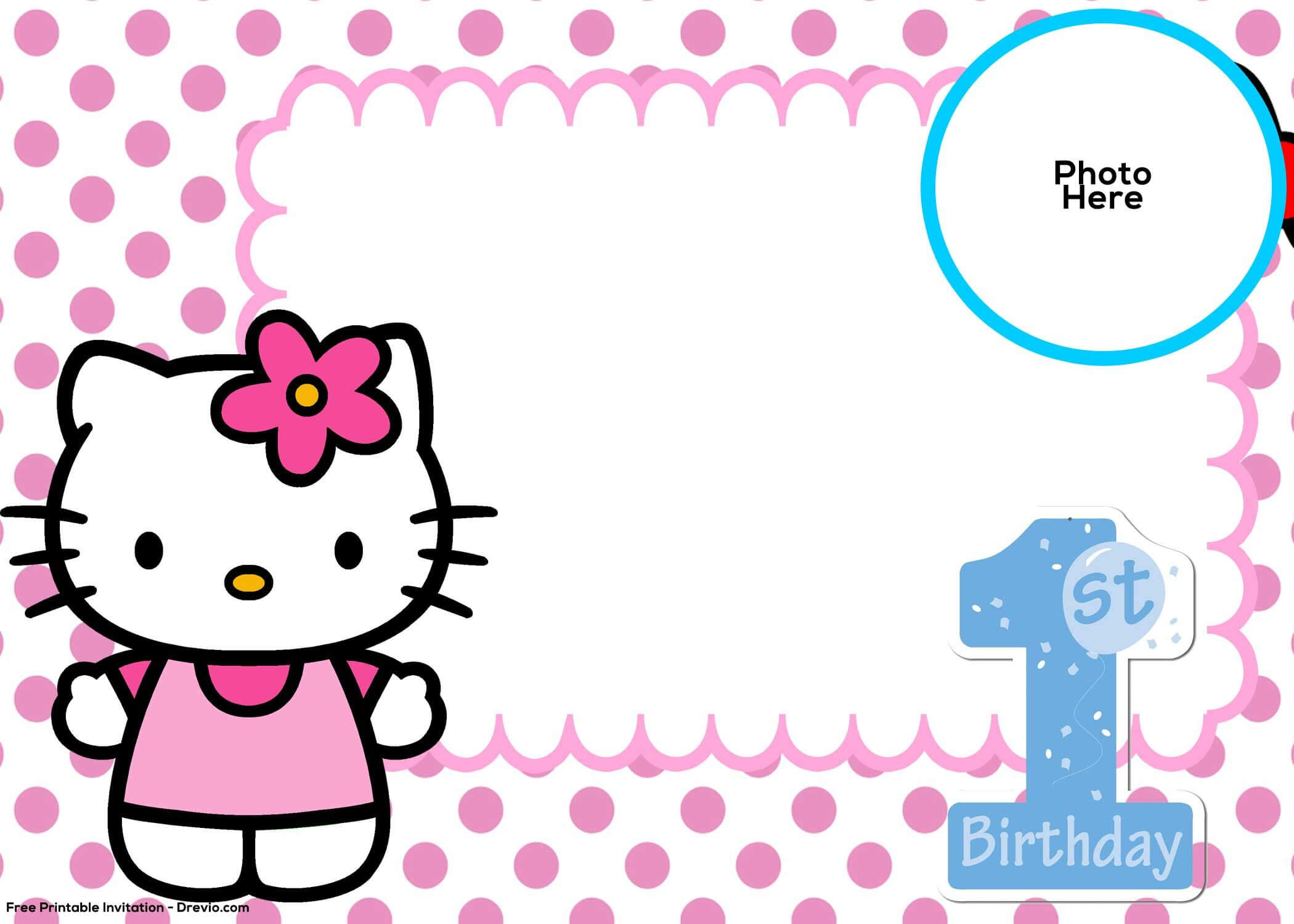 Free Hello Kitty 1St Birthday Invitation Template | Hello Throughout Hello Kitty Banner Template