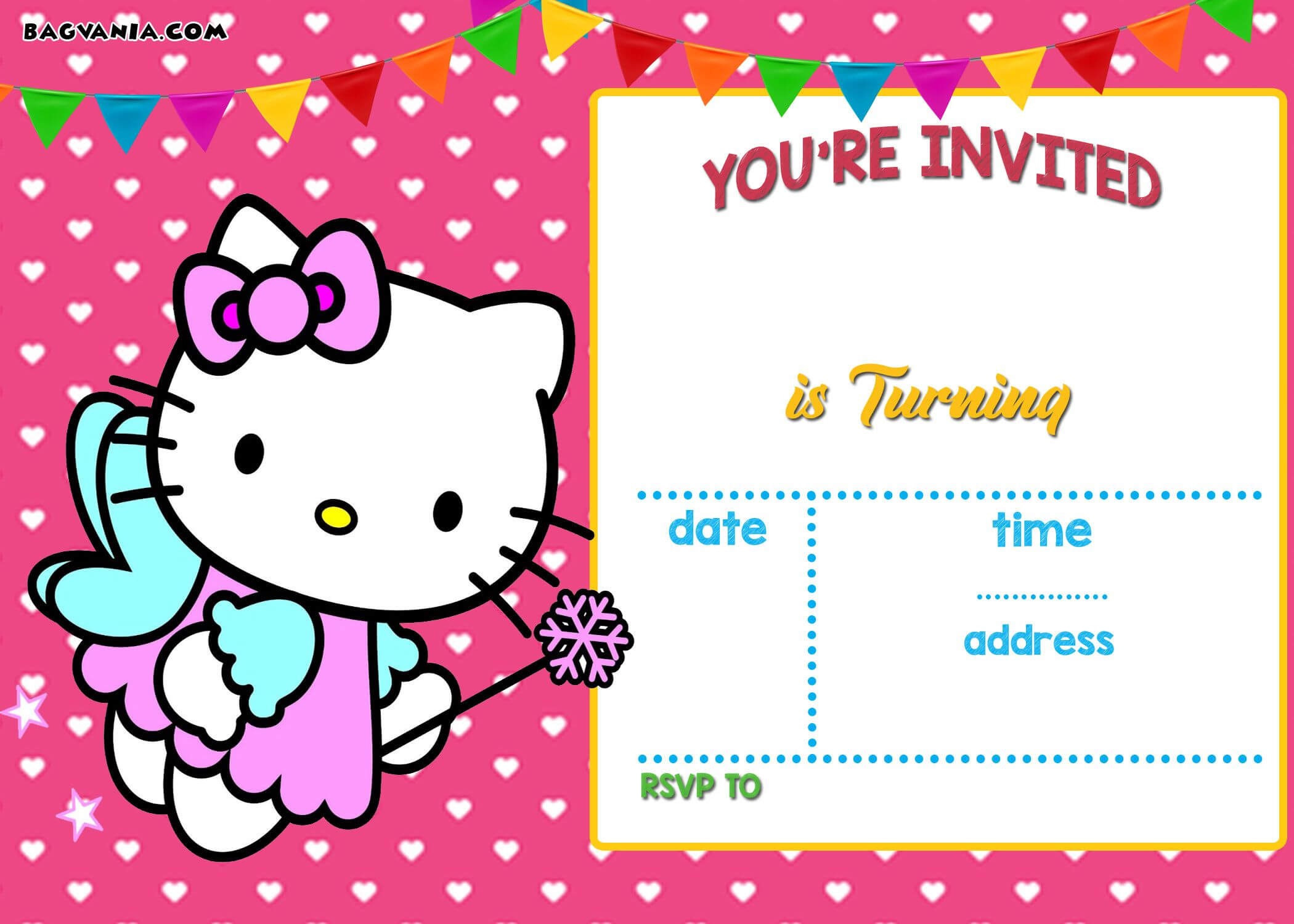 Free Hello Kitty Invitation Templates | Free Printable In Hello Kitty Birthday Card Template Free