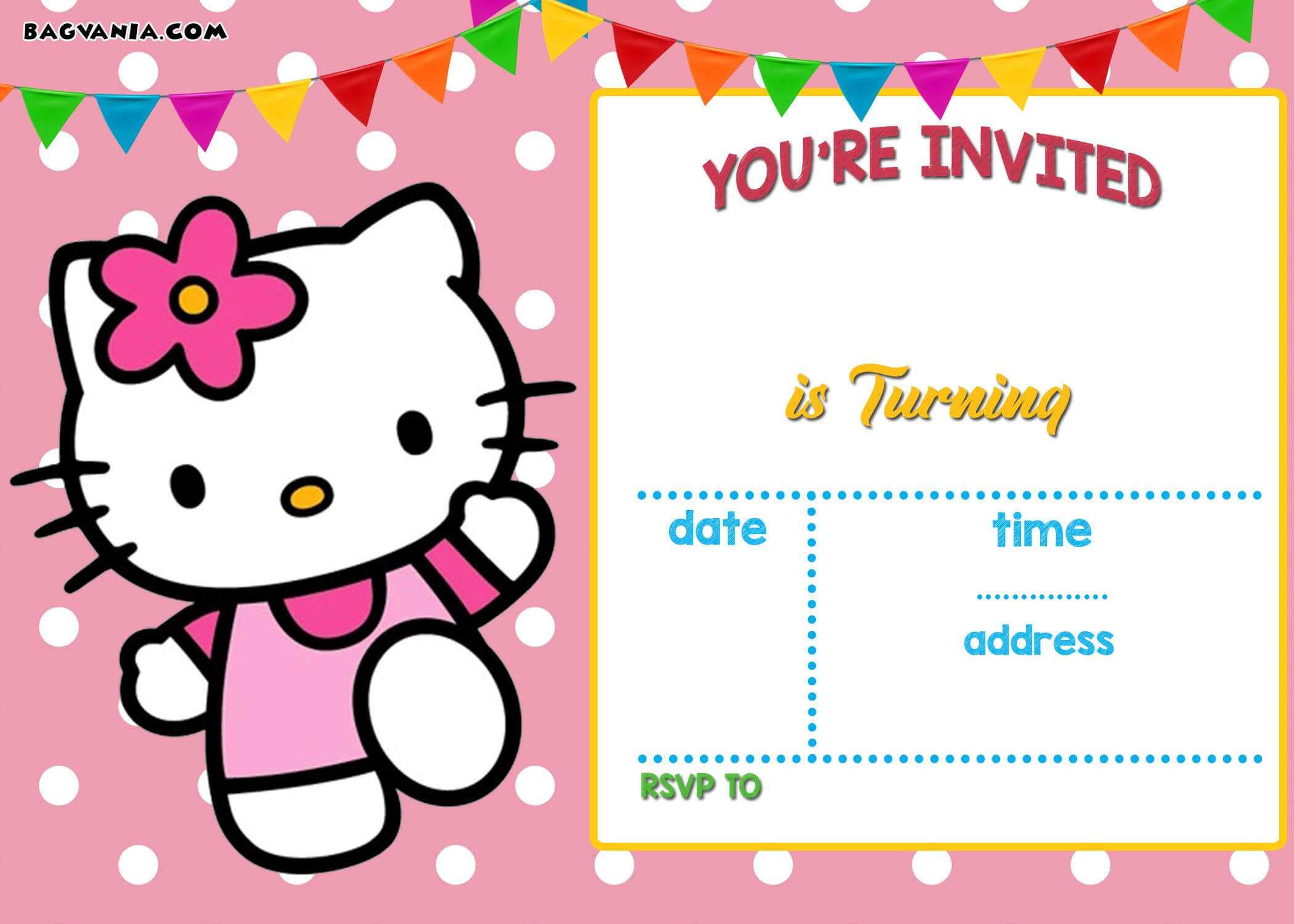 Free Hello Kitty Invitation Templates | Hello Kitty Birthday For Hello Kitty Birthday Card Template Free