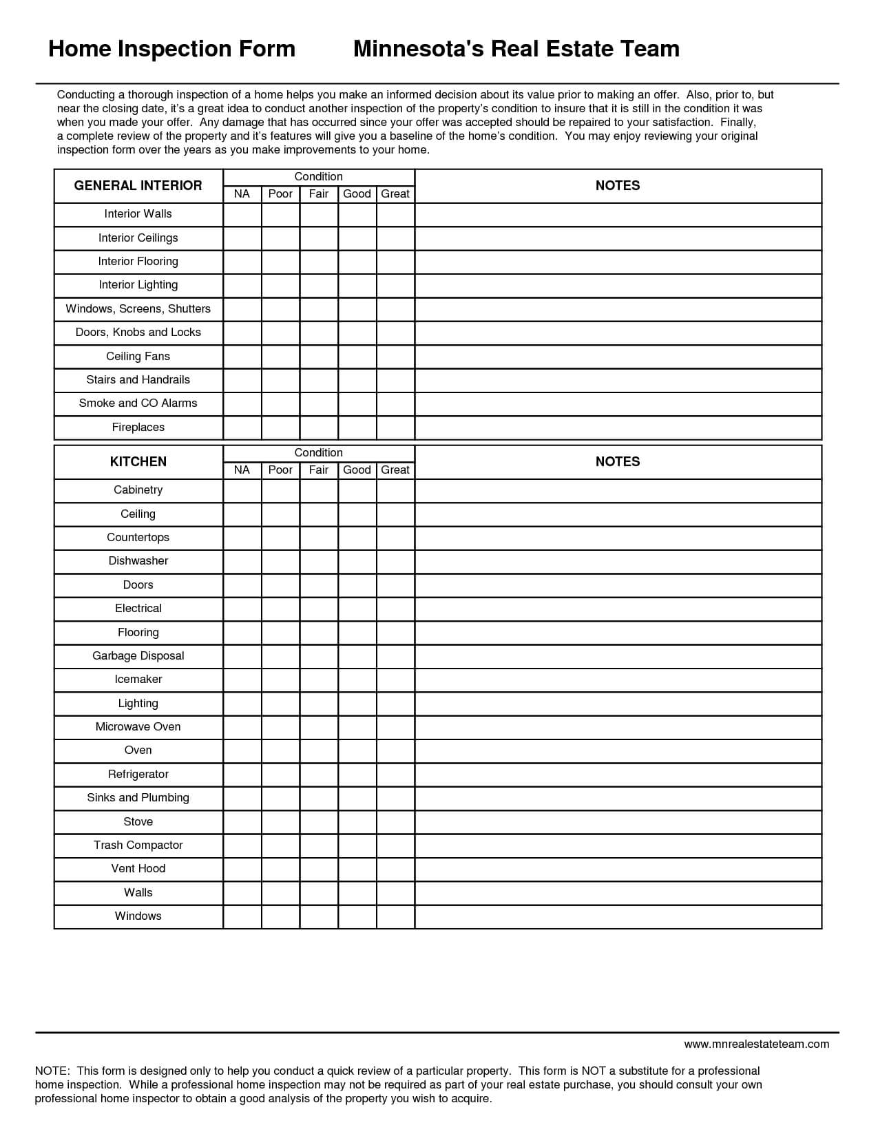 Free Home Nspection Forms Pdf Blank Report Professional Diy Regarding ...