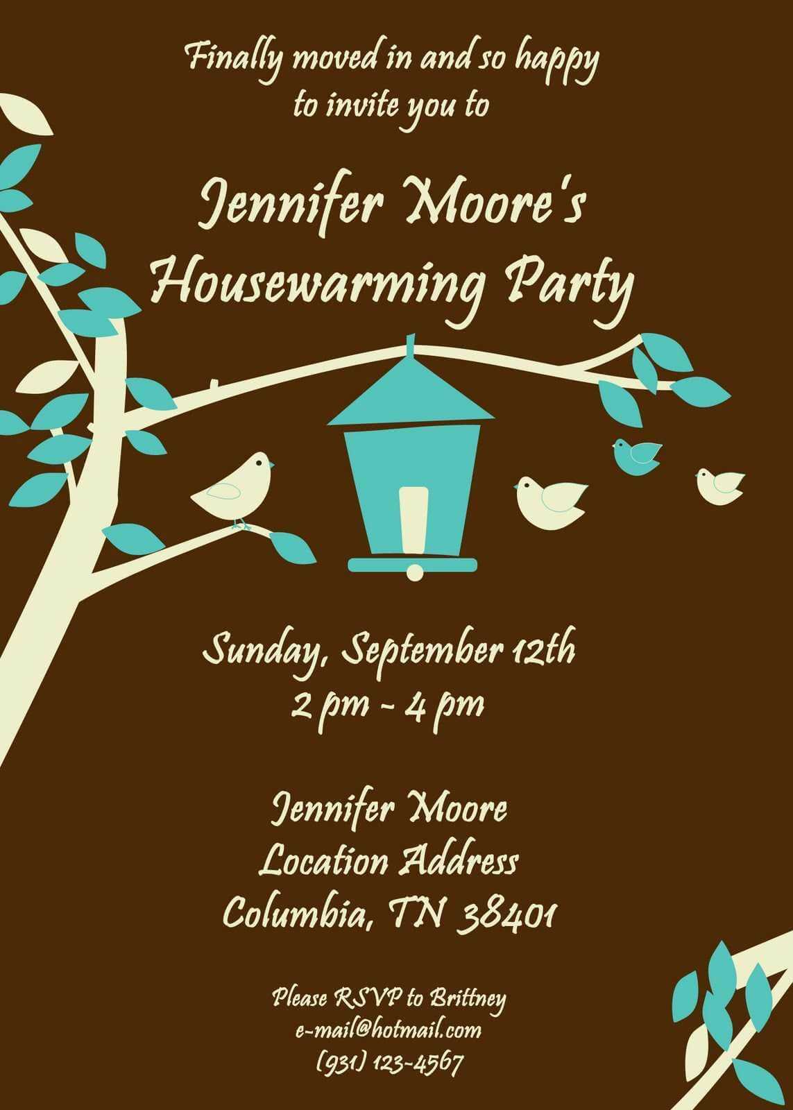 Free Housewarming Invitations Ideas | Little Bird Brown With Free Housewarming Invitation Card Template