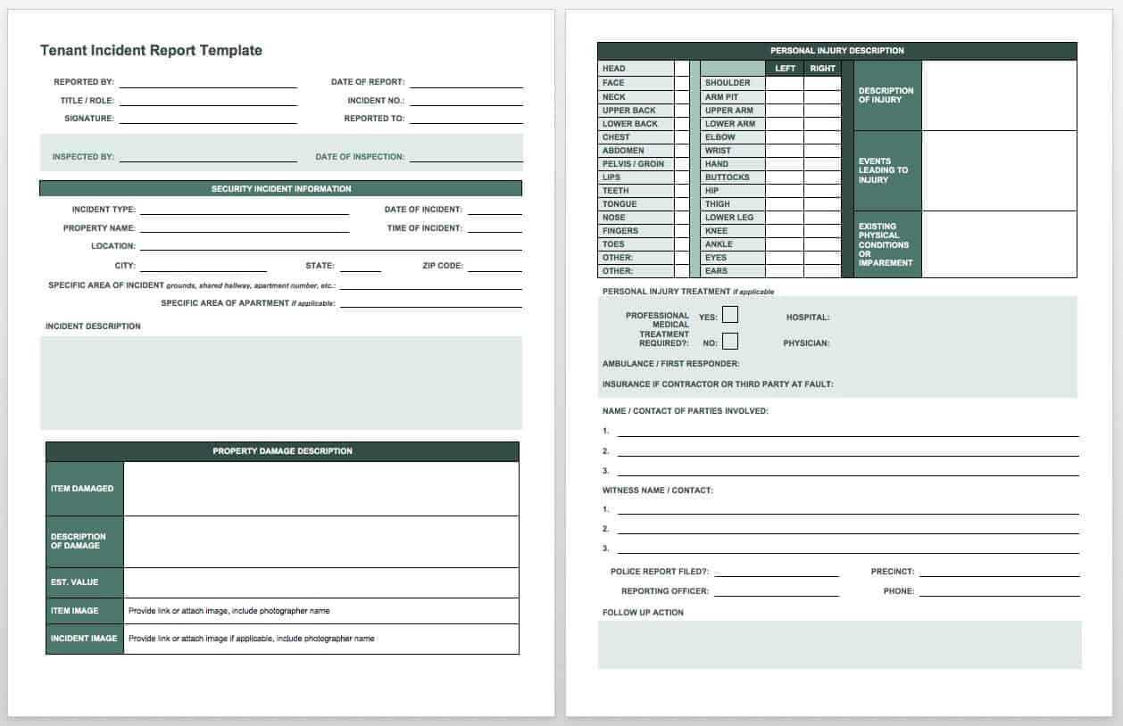 Free Incident Report Templates & Forms | Smartsheet In Health And Safety Incident Report Form Template