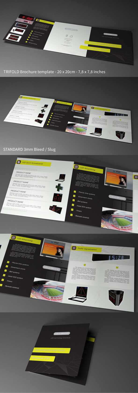 Free Indesign Template – Trifold Square Led Tech On Behance Regarding Adobe Indesign Tri Fold Brochure Template