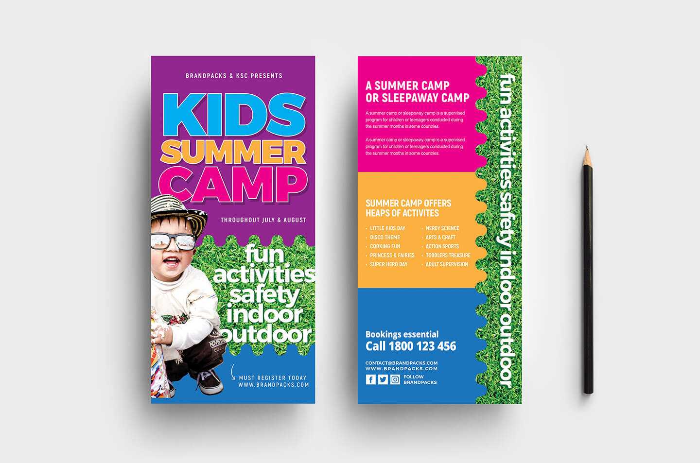 Free Kid's Camp Flyer & Brochure Template In Psd, Ai Throughout Summer Camp Brochure Template Free Download