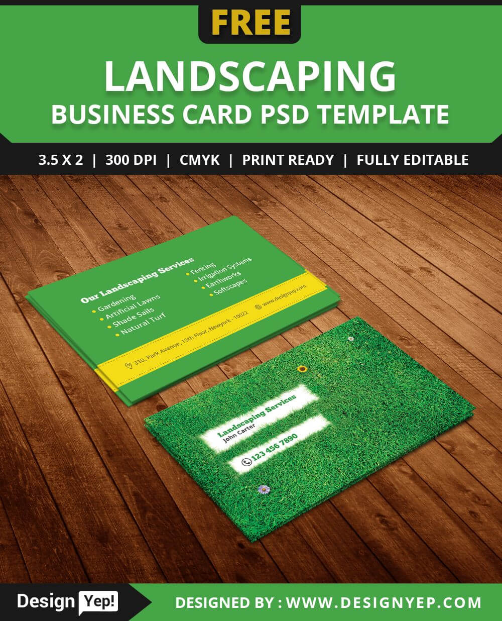 Free Landscaping Business Card Template Psd | Free Business With Landscaping Business Card Template