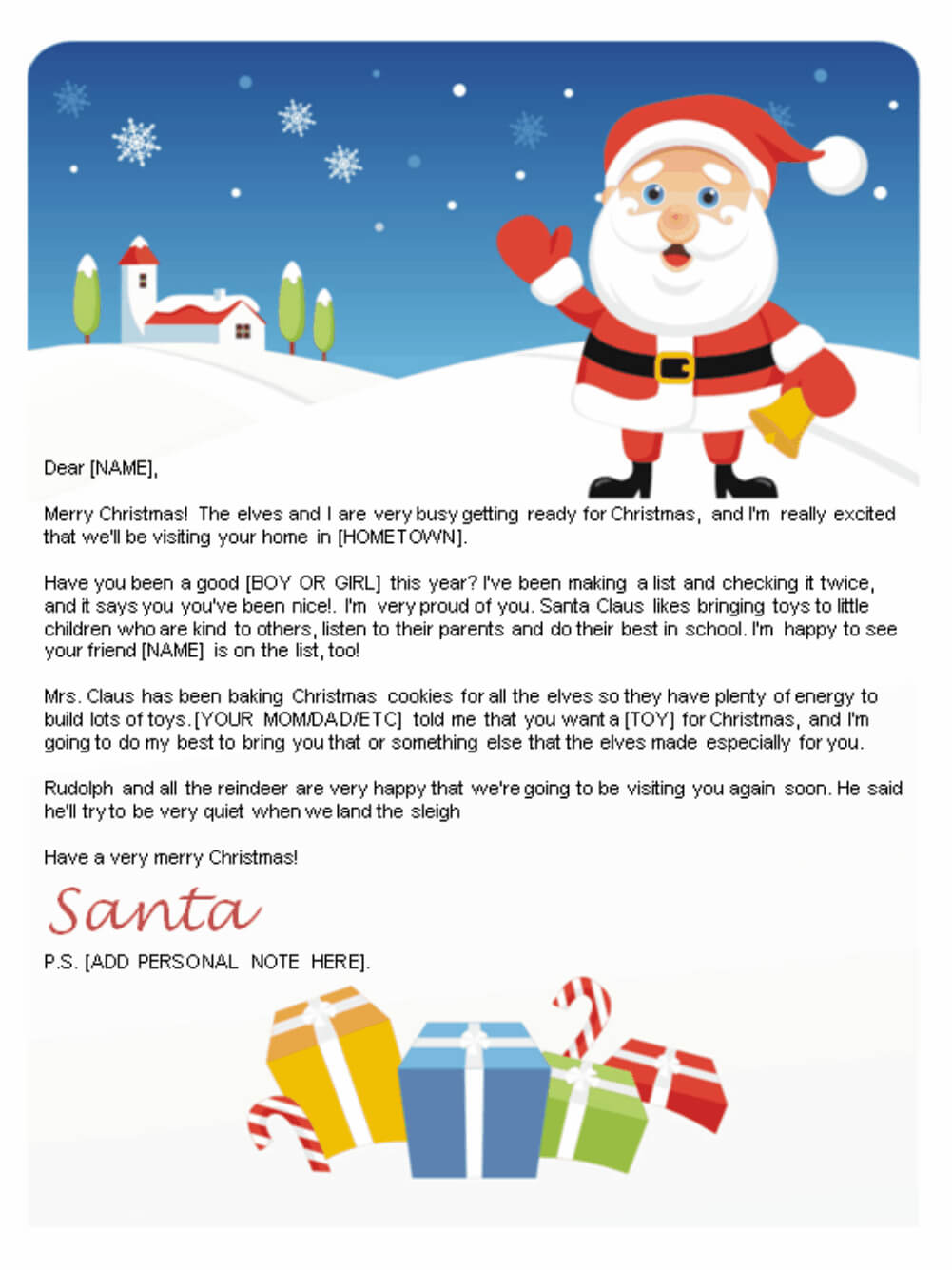 Free Letters From Santa | Santa Letters To Print At Home In With Letter From Santa Template Word