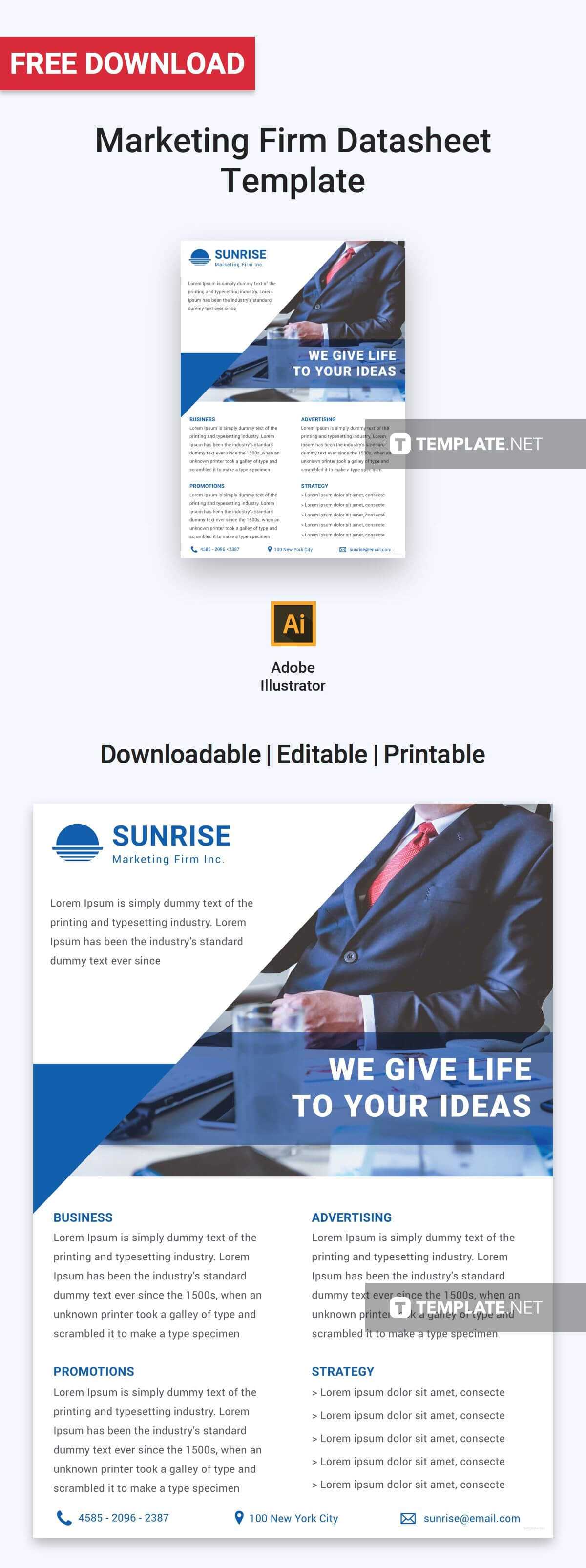 Free Marketing Firm Datasheet | Data Sheet Templates With Datasheet Template Word