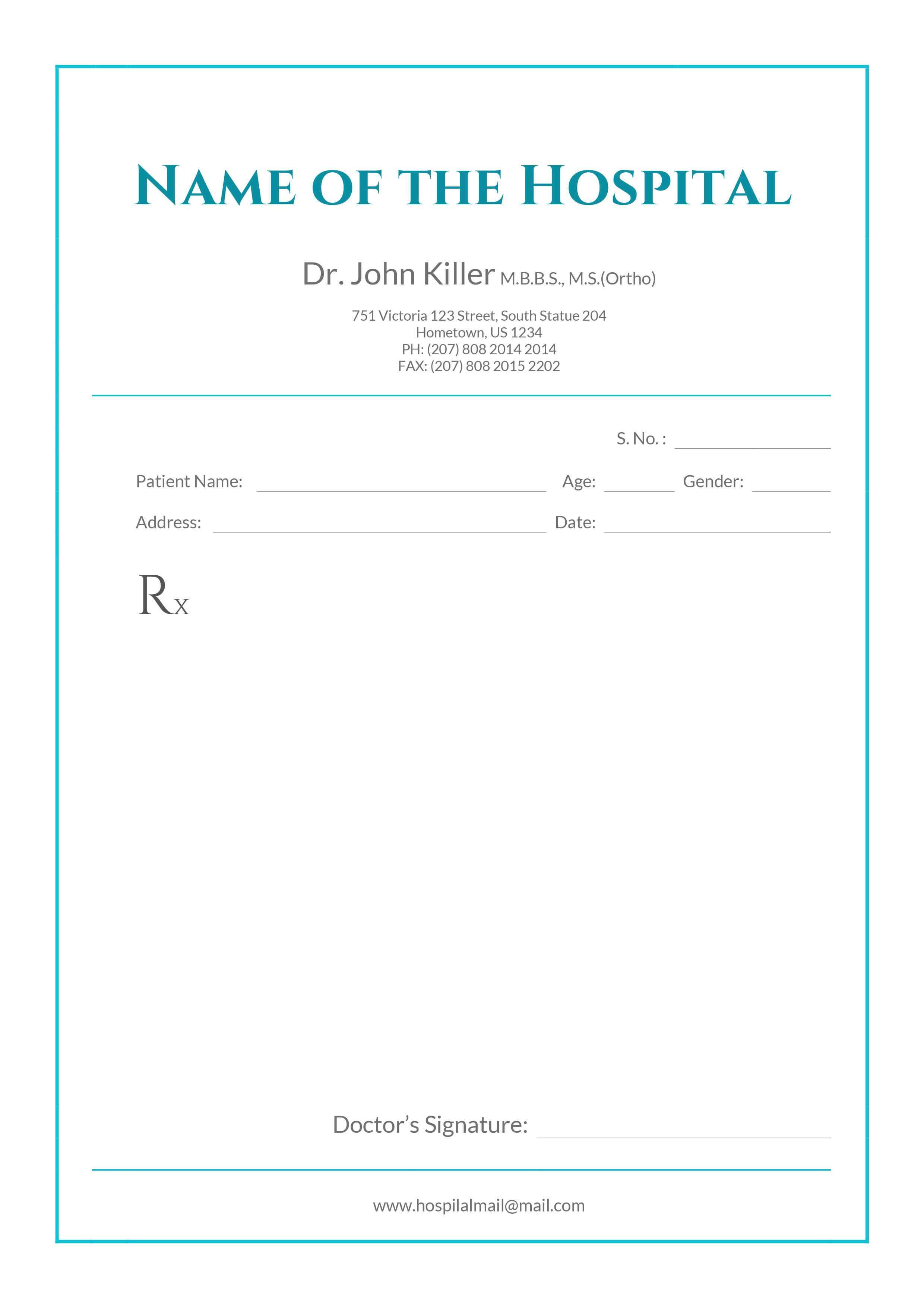 Free Medical Prescription Format | Download | Medical Regarding Doctors Prescription Template Word