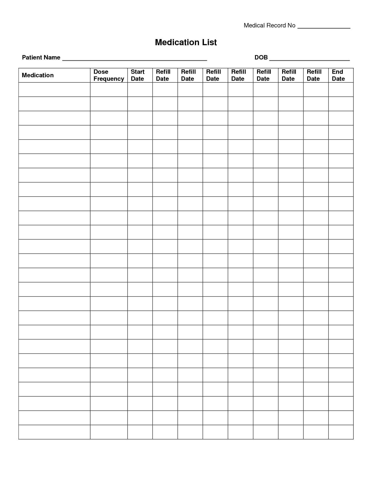 Free Medication Administration Record Template Excel – Yahoo Within Blank Medication List Templates
