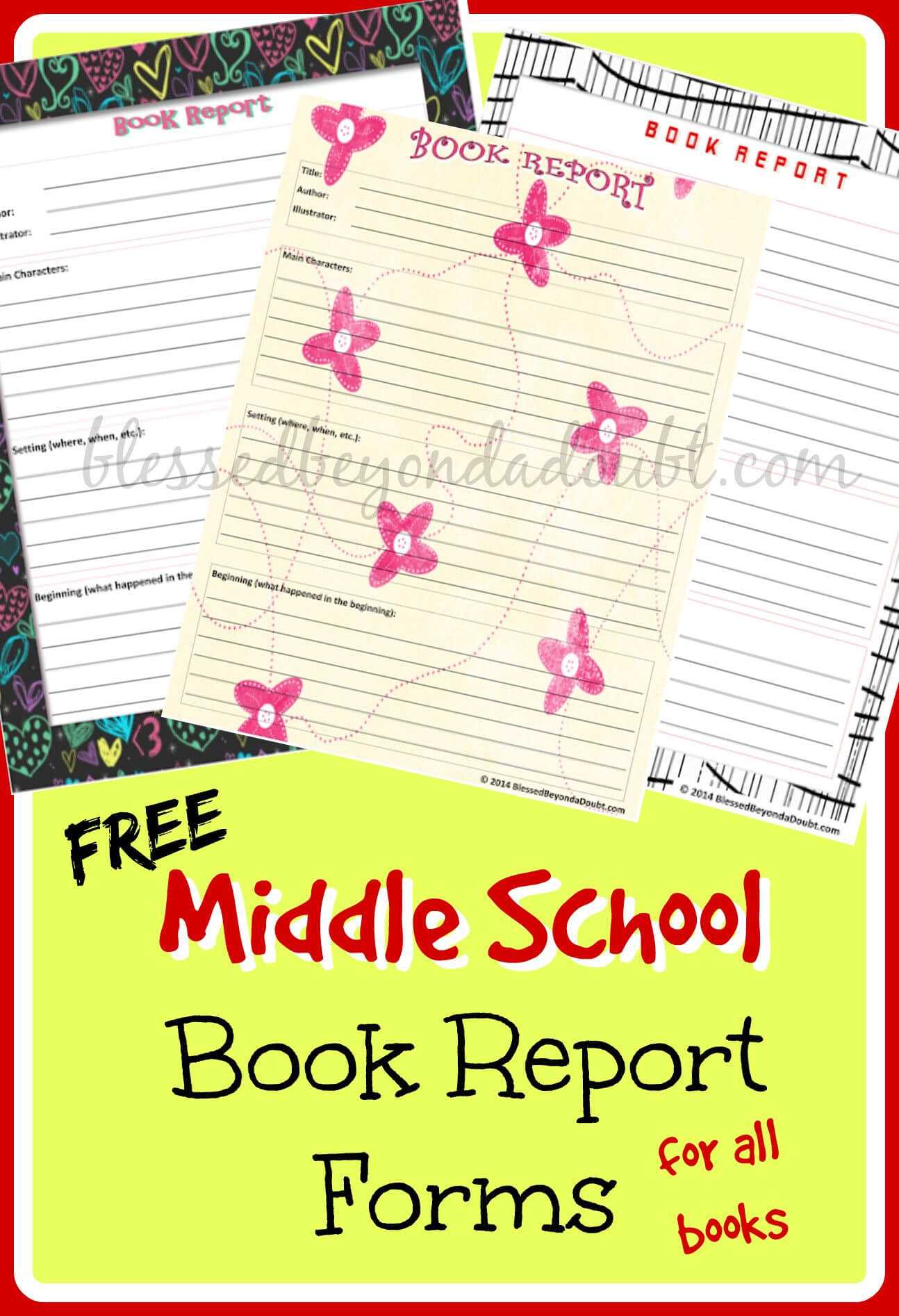 Free Middle School Printable Book Report Form! | Middle In Book Report Template Middle School