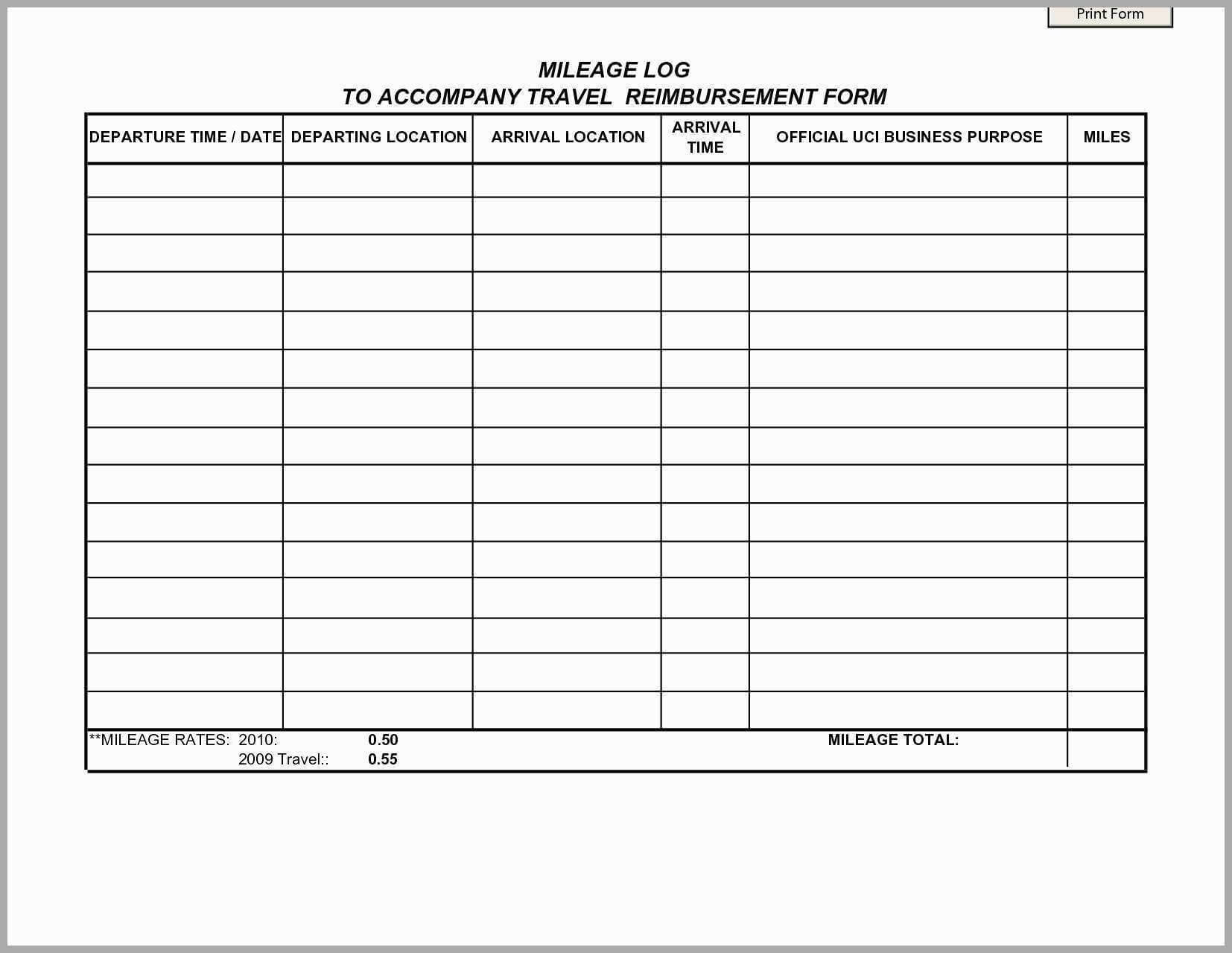 Free Mileage Log Spreadsheet Vehicle Template For Word In Mileage Report Template