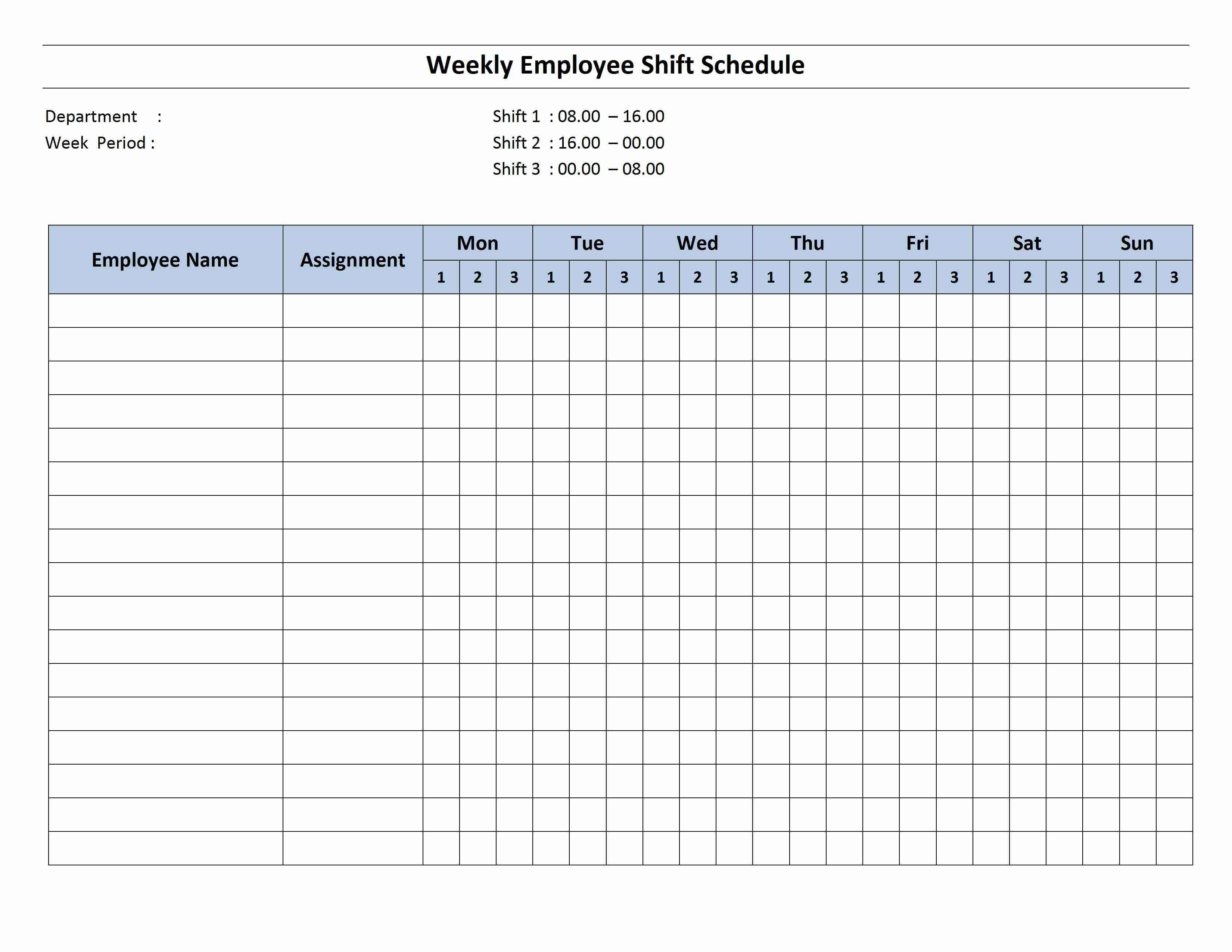 Free Monthly Work Schedule Template | Weekly Employee 8 Hour Regarding Blank Monthly Work Schedule Template