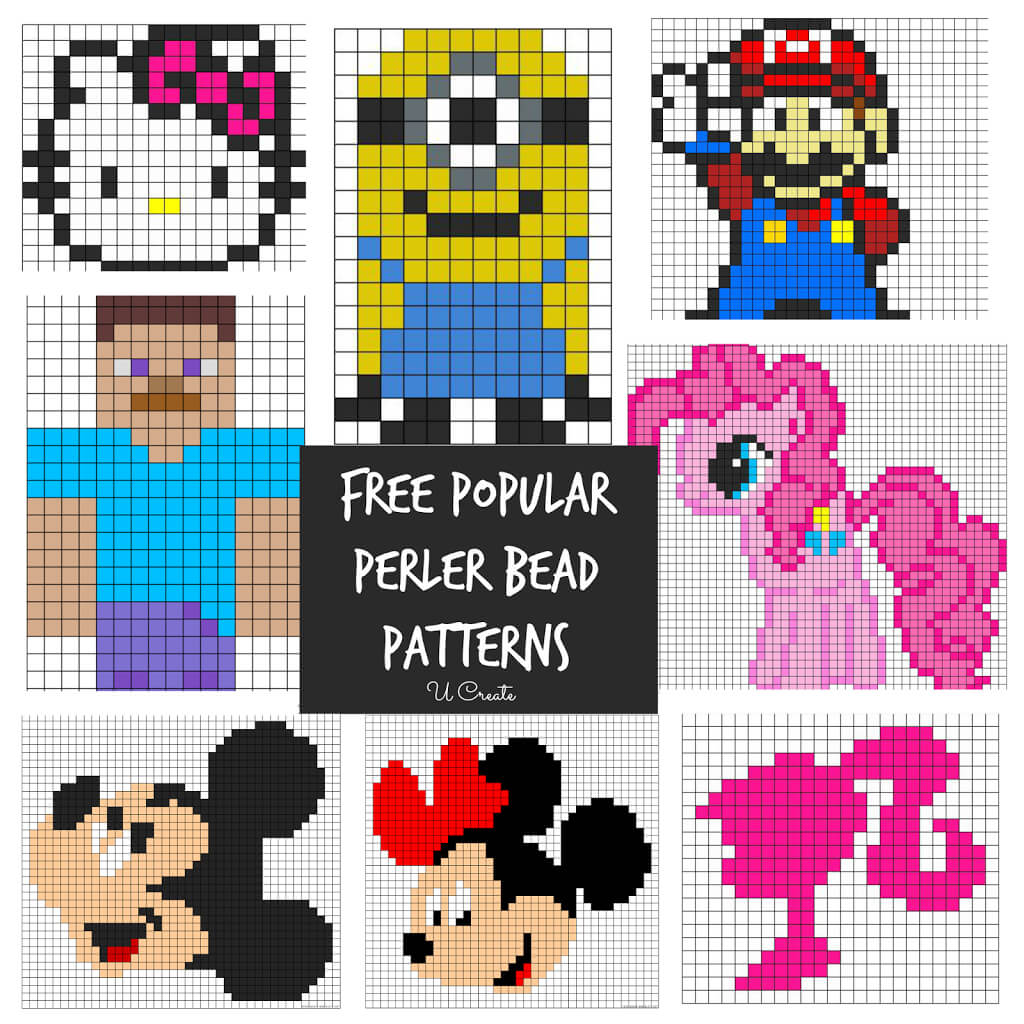 Free Perler Bead Patterns For Kids! – U Create Inside Blank Perler Bead Template