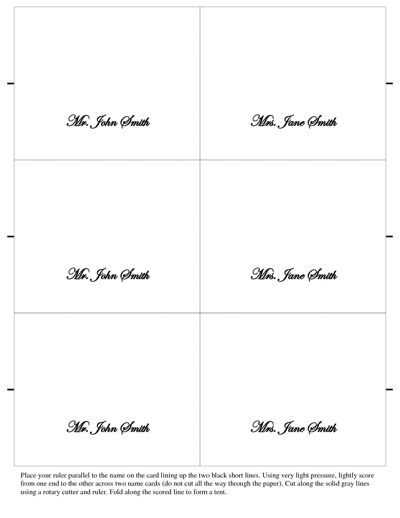 Free Place Card Templates 6 Per Page – Atlantaauctionco Regarding Fold Over Place Card Template