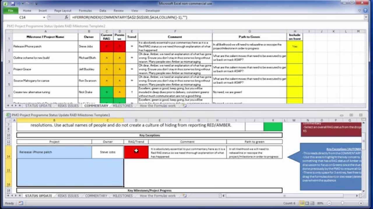 Free Pmo Excel Template With Regard To Project Status Report Template In Excel