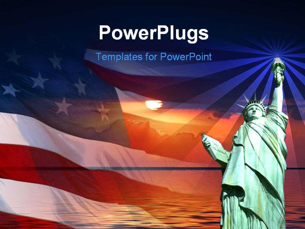 Free Powerpoint Template – Symbol Of America, Flag, Sunrise Regarding American Flag Powerpoint Template