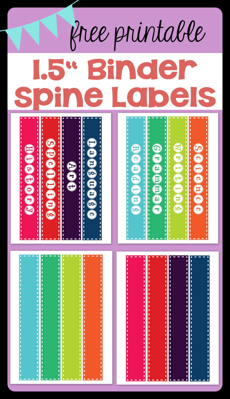 Free Printable 1.5" Binder Spine Labels For Basic School For Binder