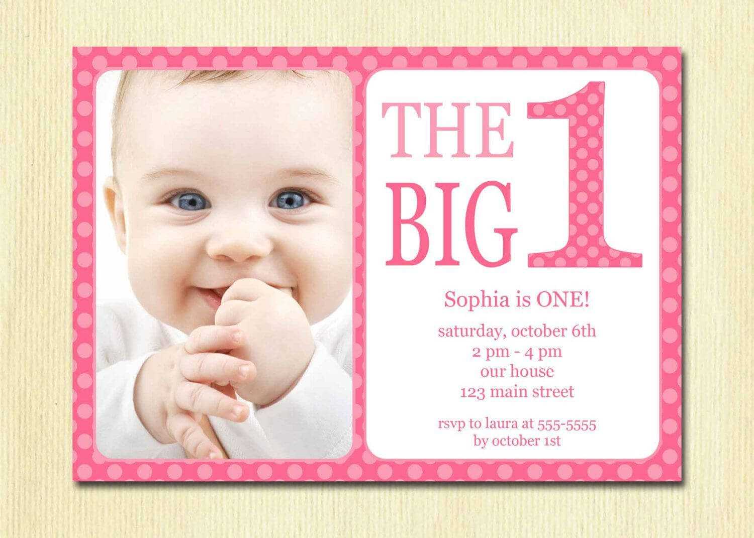 Free Printable 1St Birthday Invitation Template | Birthday Inside First Birthday Invitation Card Template