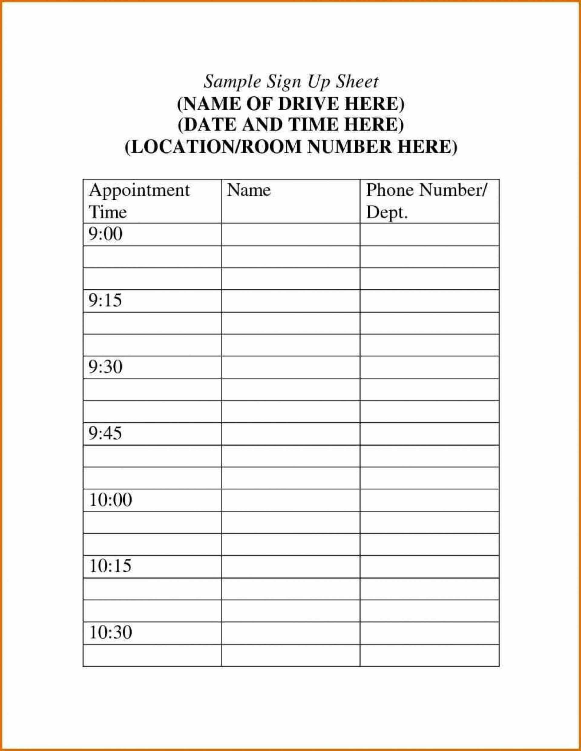 Free Printable Appointment Time Slots | Example Calendar With Regard To Appointment Sheet Template Word