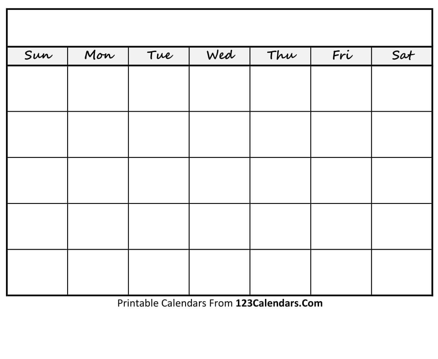 Free Printable Blank Calendar | 123Calendars For Full Page Blank Calendar Template