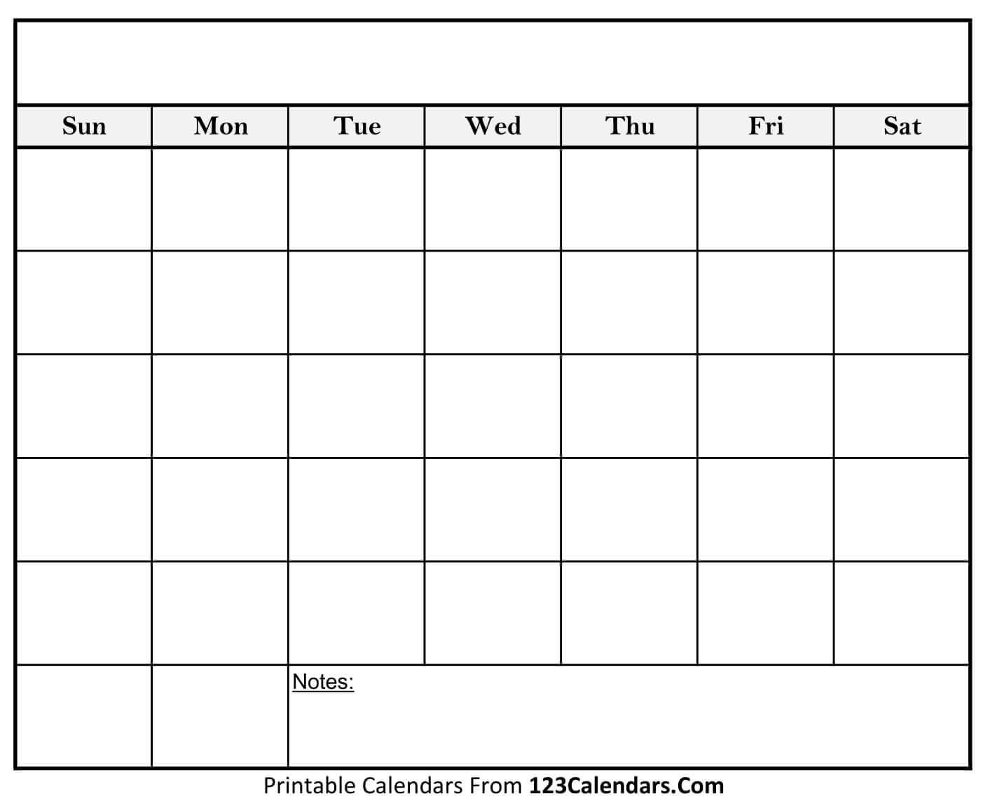 Free Printable Blank Calendar | 123Calendars Inside Blank Calender Template