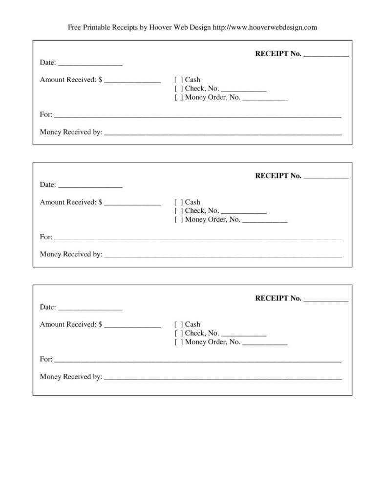 Free Printable Blank Receipt Form Template Page 001 Pertaining To Blank Money Order Template