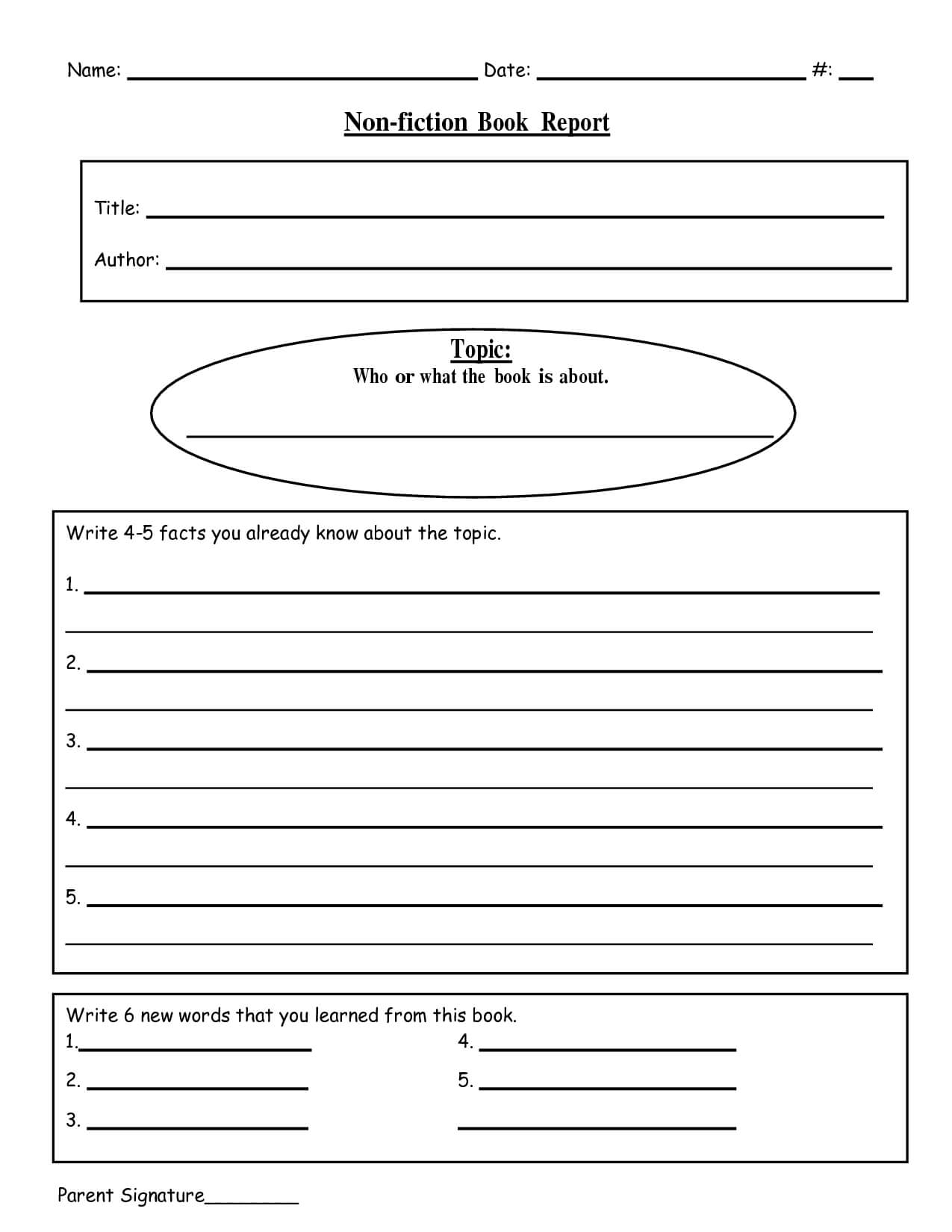 Nonfiction Book Report Template