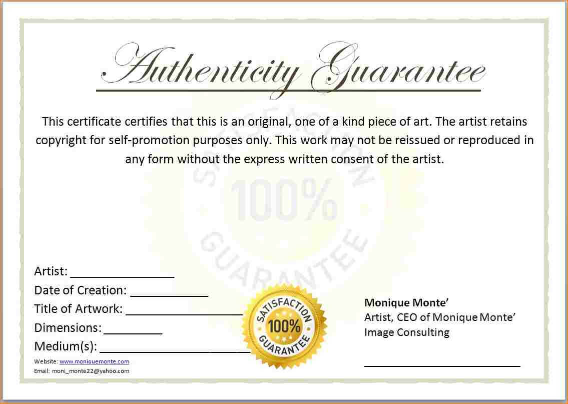 Free Printable Certificate Of Authenticity Templates | Mult Intended For Certificate Of Authenticity Photography Template