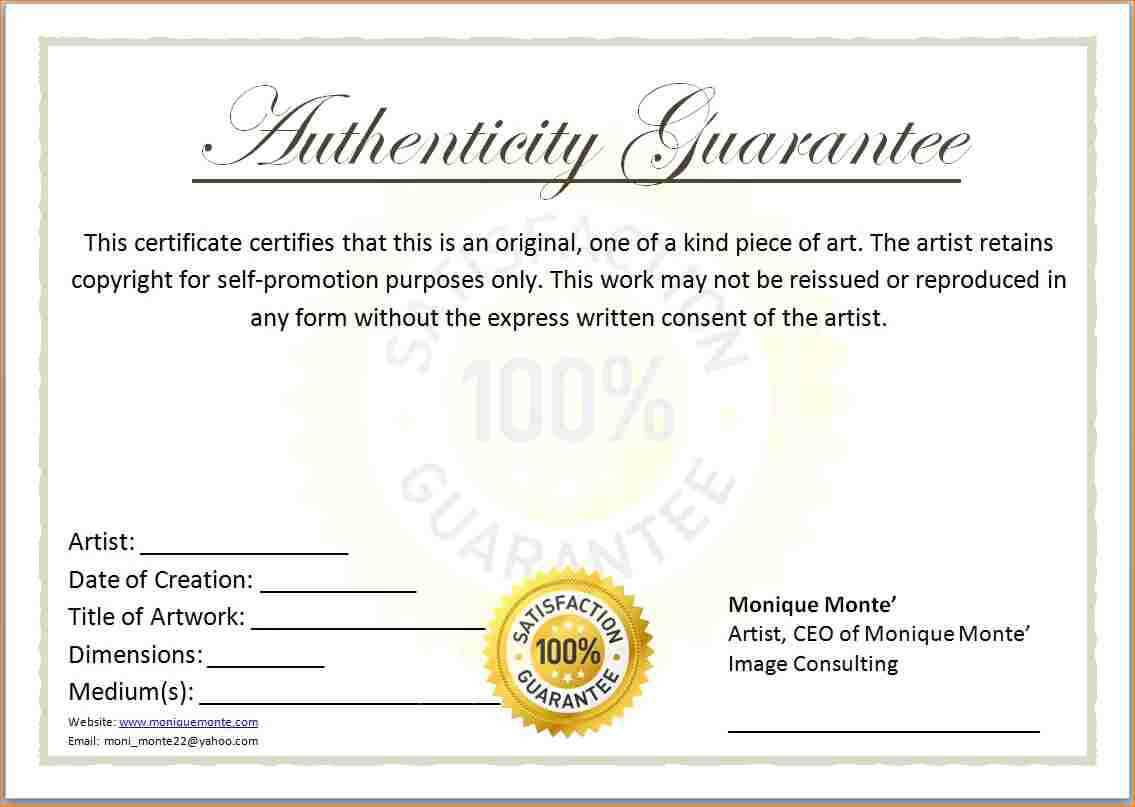 Free Printable Certificate Of Authenticity Templates | Mult Intended For Certificate Of Authenticity Photography Template