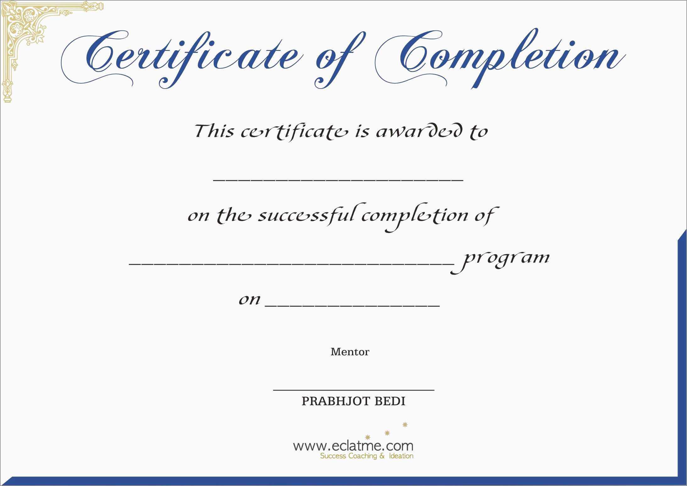 Free Printable Certificate Of Completion | Mult Igry In Certificate Of Completion Template Free Printable