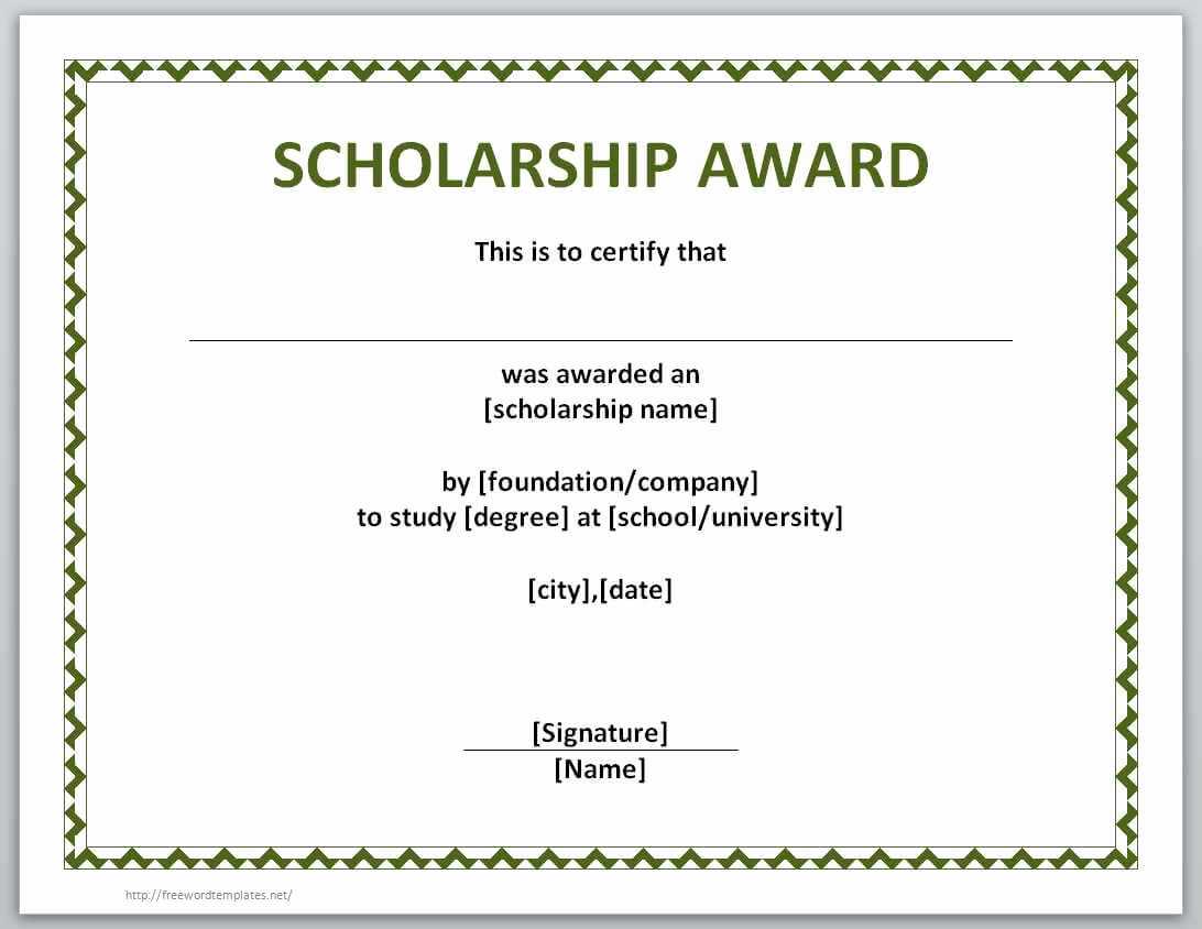 Free Printable Certificate Templates Best Of Award With Regard To Scholarship Certificate Template Word