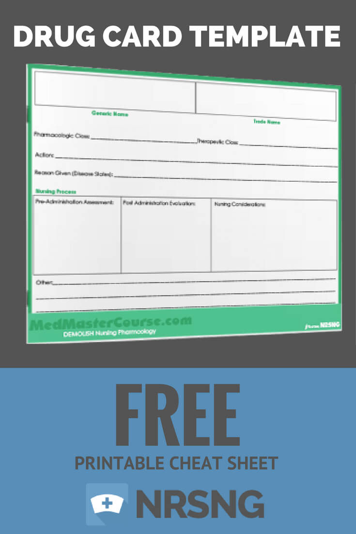 Free Printable Cheat Sheet | Drug Card Template | Nursing For Medication Card Template