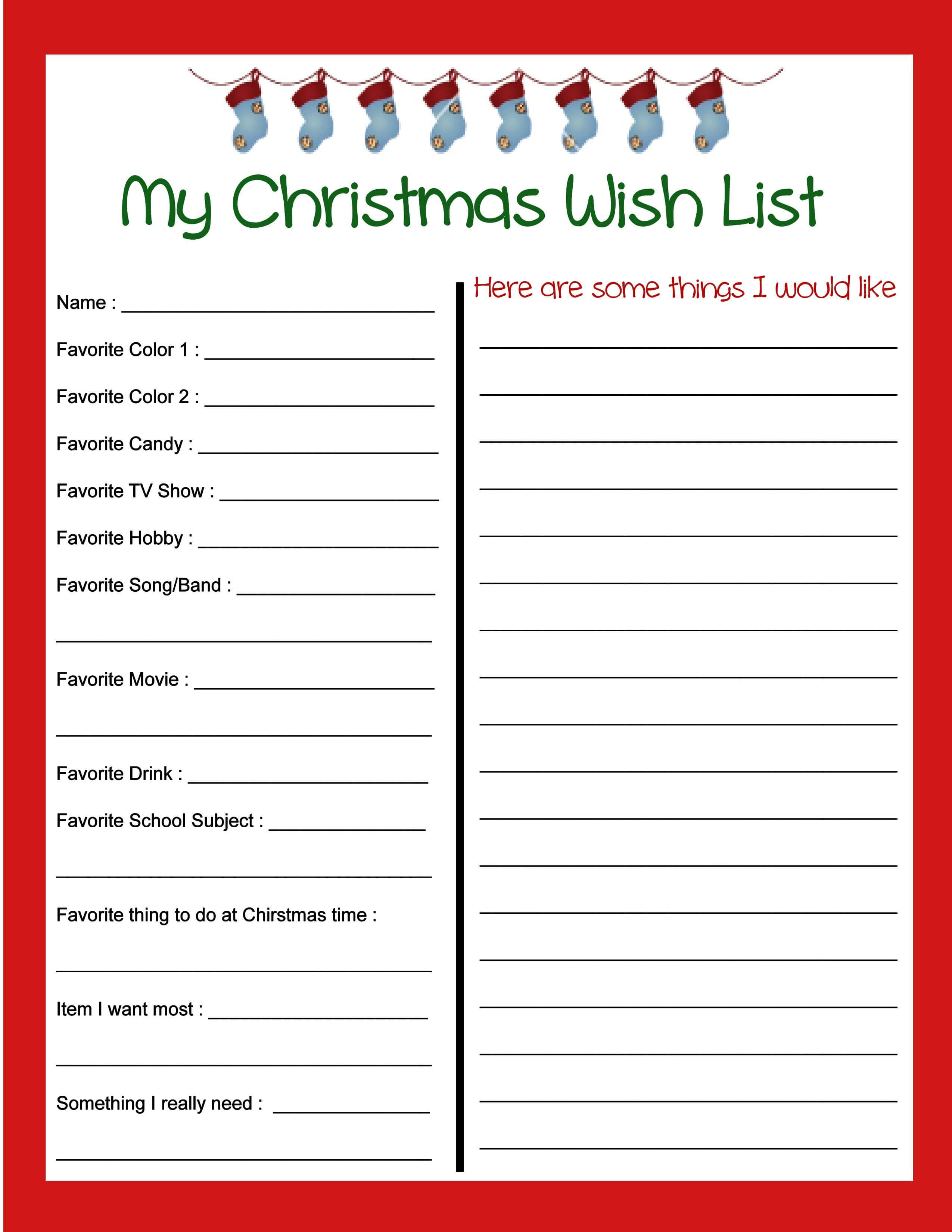 Free Printable Christmas List | Free Printable Throughout Christmas Card List Template