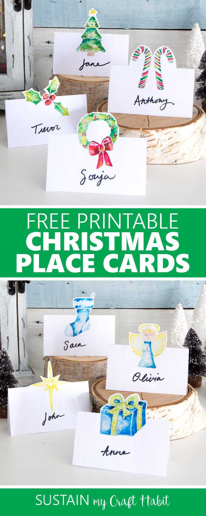 Free Printable Christmas Place Cards – Sustain My Craft Habit Pertaining To Christmas Table Place Cards Template